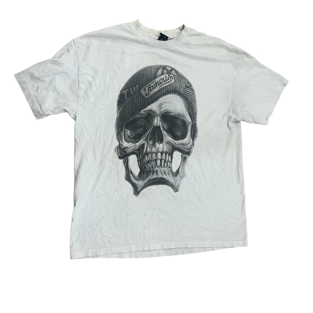 Vintage rare Star & Straps White Skull Graphic Men's T-Shirt XL